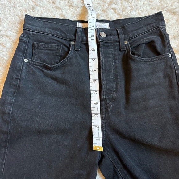 Frank and Eileen Women's 26 Monaghan Black Straight Mom Jeans Distressed Raw Hem - Picture 13 of 14